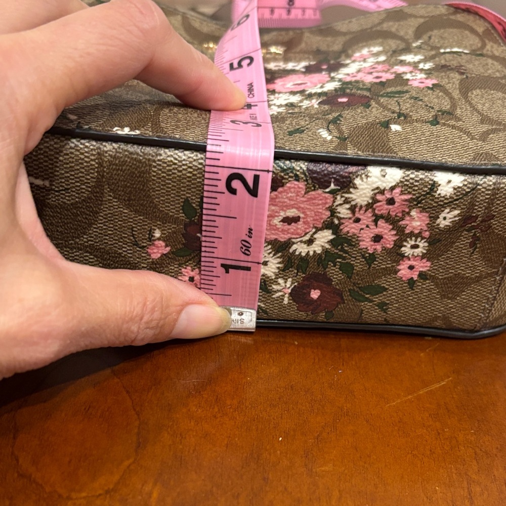 Coach Signature Evergreen Khaki Multi‎ Floral Camera/Crossbody Bag - Picture 14 of 16